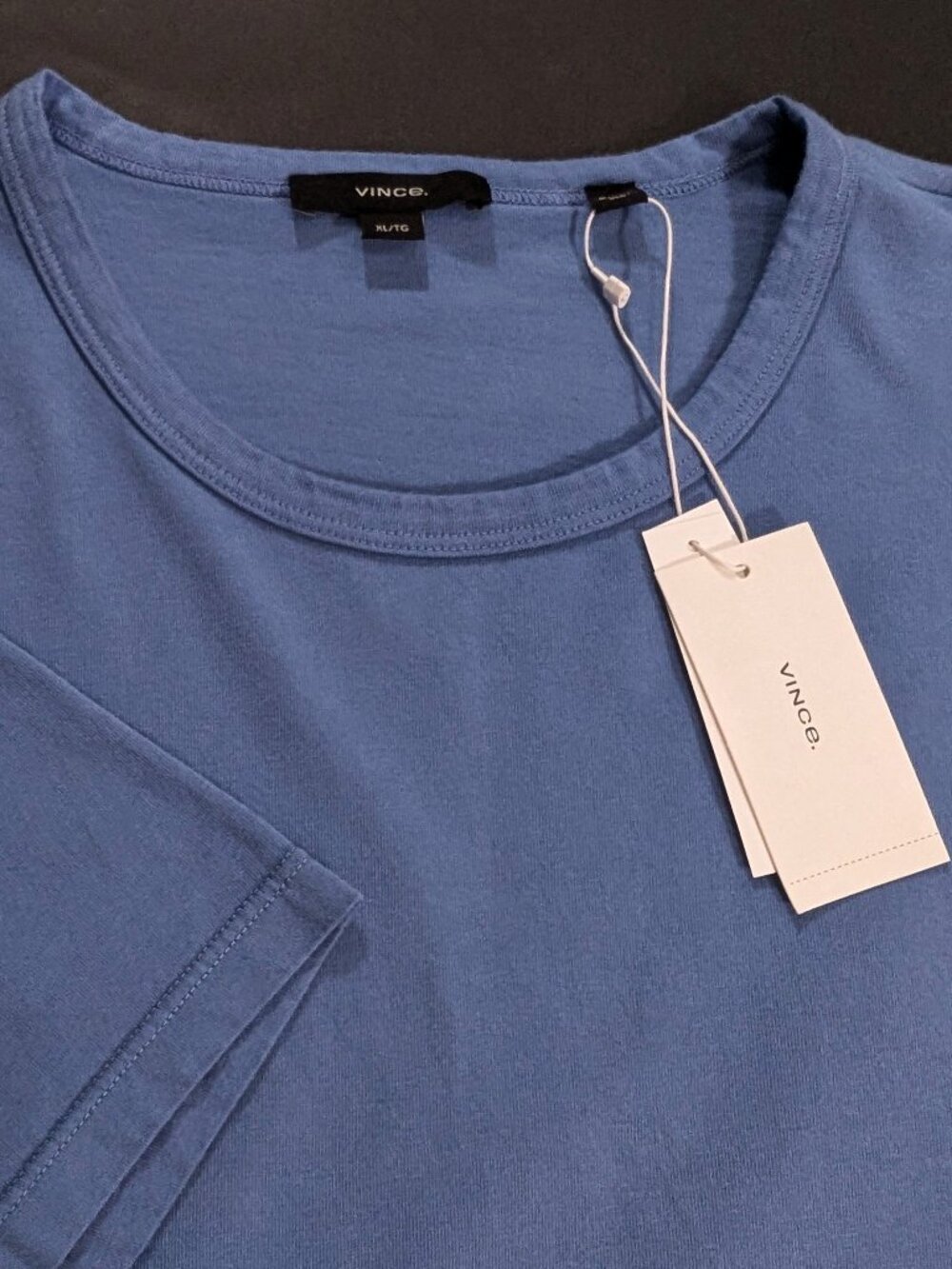 $88 Vince Garment Dye Cotton Crewneck T-Shirt Blue Short Sleeve Men`s Size XL